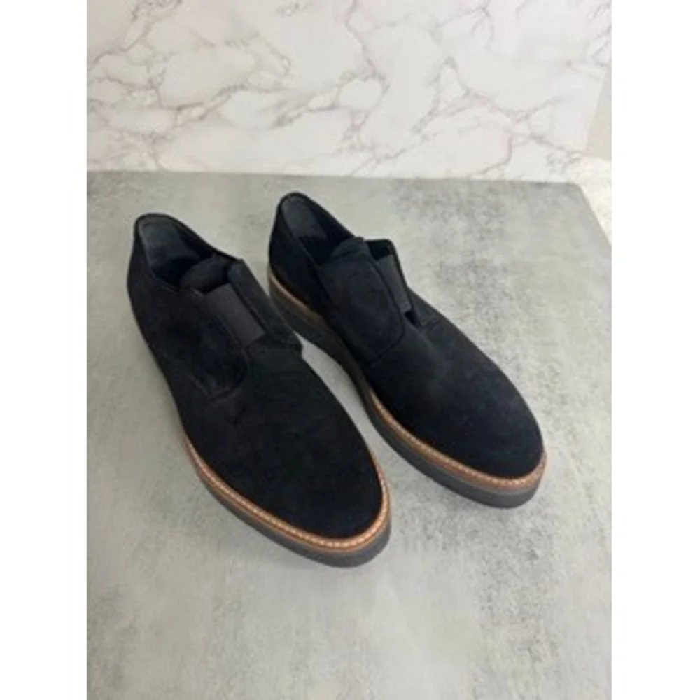 Vince Davy Suede Leather Slip On Platform Oxford Loafers Black Size 9M